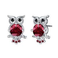 wholesale TOUPOP S925 Sterling Silver Owl Stud Earrings For Women - July Birthstone Jewelry Gifts For Daughter Granddaughter -color_name:01-January