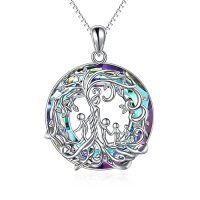 wholesale TOUPOP Christmas Gifts For Mom, Mothers And Daughter/son Necklace, 925 Sterling Silver Tree Of Life Crystal Jewelry Birthday Gifts For Women Mother Grandma Wife -color_name:D-Mother and 4 Child-Purple Crystal
