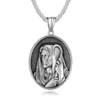 TOUPOP Stainless Steel Stone St Medal Protection Necklace for Men Women-style_name:Jesus 2
