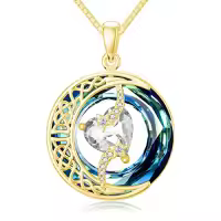 TOUPOP Sterling Silver Blue Crystal Birthstone Moon Star Pendant Necklace-color_name:B-04-April-Synthetic Diamond-Gold