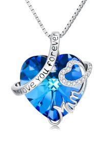 wholesale TOUPOP Mothers Day Gifts For Mom 925 Sterling Silver I Love You Forever Necklace Heart Crystal Mother Daughter Jewelry Birthday Gifts For Her Women Grandma Nana From Daughter Son -style_name:Mom