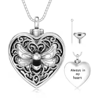 TOUPOP Sterling Silver Tree Of Life Urn Necklace Holds Ashes With Filler Kit-style_name:9-Bee