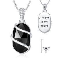 wholesale Urn Necklaces For Ashes 925 Sterling Silver Dainty Gemstone Cremation Jewelry Memorial Jewelry For Women -color_name:Black Onyx