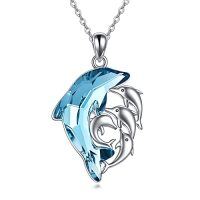 wholesale TOUPOP Christmas Gifts Dolphin Gifts For Women Dolphins Necklace Sterling Silver Crystal Mom And Daughter/son Necklaces Birthday Christmas Gift -style_name:Dolphin Mom and 4 Sons or Daughters-1