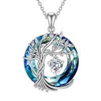 wholesale TOUPOP Tree Of Life Birthstone Necklaces For Women White Gold Plated 925 Sterling Silver Irish Celtic Tree Jewelry Austrian Crystal Necklace Birthday Anniversary Christmas Gifts For Women Her Wife -color_name:04-April-Synthetic Diamond