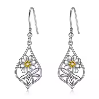 TOUPOP Sterling Silver Stone Flower Dangle Drop Leverback Earrings-style_name:13-Dangle-Dragonfly