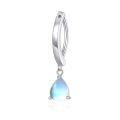 wholesale 925 Sterling Silver Dangle Clicker Belly Button Ring with Teardrop Opal Stone for Women Simple Reverse Navel Rings Body Jewelry-0-0