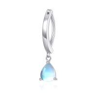 wholesale 925 Sterling Silver Dangle Clicker Belly Button Ring with Teardrop Opal Stone for Women Simple Reverse Navel Rings Body Jewelry-Treadrop