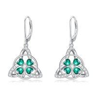 wholesale TOUPOP St Patricks Day Gifts Shamrock Earrings 925 Sterling Silver Irish Celtic Earrings Luck Clover Jewelry For Women -style_name:Triangle