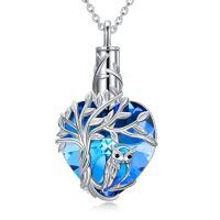 wholesale TOUPOP Heart Tree Of Life Urn Necklace For Ashes 925 Sterling Silver Heart Crystal Cremation Jewelry Memorial Christmas Gifts For Women Mom Wife -style_name:Owl