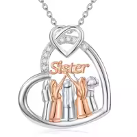 TOUPOP Sterling Silver Sister Pendant Necklace, Best Friends Jewelry Gift-style_name:E - 5 Sister Necklace