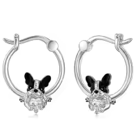 TOUPOP Sterling Silver S925 Dachshund Paw French Bulldog Dog Hoop Earrings Women Birthday Gift-style_name:French Bulldog Earrings