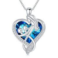 wholesale TOUPOP Mothers Day Gifts For Mom Mother Of 1 To 3 Daughter/son Necklace Sterling Silver Family Pendant Necklaces With Crystal Jewelry Birthday Gifts For Women -style_name:4-Mother of 2