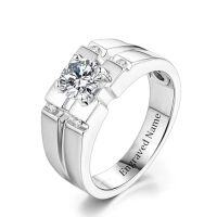 wholesale TOUPOP Personalized Moissanite Ring For Men Solitaire Diamond Wedding Ring 925 Sterling Silver/10k/14k/18k D Color Vvs1 Clarity Round Cut Moissanite Engagement Anniversary Jewelry Gift For Christmas -style_name:O Moissanite Ring
