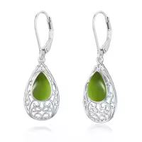TOUPOP Sterling Silver Gemstone Teardrop Dangle Earrings-style_name:Peridot