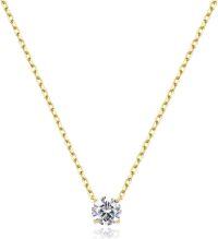 wholesale 14K Gold Moissanite Necklace D Color VVS1 0 5 2Ct Brilliant Cut 18 Chain-0.5 carats Yellow Gold