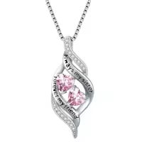 TOUPOP Sterling Silver Birthstone Infinity Necklace Always My Sister Forever My Friend-color_name:10-October-Pink Tourmaline