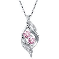 wholesale Birthday Gifts For Sister 925 Sterling Silver Infinity Birthstone Necklace Always My Sister Forever My Friend Jewelry Christmas Gifts For Women Daughter -color_name:10-October-Pink Tourmaline