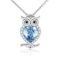 wholesale TOUPOP Owl Necklace Sterling Silver Owl Jewelry Blue Stone Abalone Shell Moonstone Owl Pendant Owl Gifts For Women Girls Birthday Christmas -color_name:1-Blue