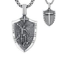 wholesale TOUPOP Christmas Gifts For Men 925 Sterling Silver Saint Amulet Necklace For Men Women Protection Medal Pendant Religious Necklace Catholic Jewelry Birthday Gifts For Father Son Husband Grandfather Police -style_name:A04-St Michael-Sword(Shield)