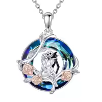 TOUPOP Sterling Silver Crystal Nightmare Necklace Jack And Sally Jewelry-style_name:Style 2