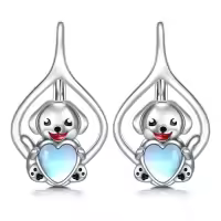 TOUPOP Sterling Silver Stone Animal Leverback Hoop Earrings-style_name:Dog