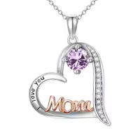 TOUPOP Sterling Silver Birthstone Heart Mom Necklace Gift for Women-color_name:06-June-Alexandrite