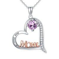 wholesale Birthday Gifts For Mom 925 Sterling Silver Heart Mom Necklace Birthstone Jewelry Mother's Day Christmas For Women Mother Grandma -color_name:06-June-Alexandrite