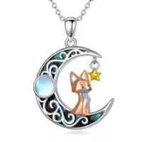 TOUPOP Sterling Silver Animal Pendant Women Jewelry Christmas Gifts-style_name:Celtic Moon Fox