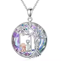 TOUPOP 925 Sterling Silver & Stone Sister/Mom Necklace Birthday Christmas Gifts-style_name:A002-Brother Sister