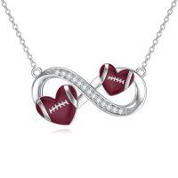 wholesale TOUPOP Sports Necklace 925 Sterling Silver Jewelry Tennis, Baseball, Volleyball, Soccer, Basketball, Football, Softball, Hockey Pendant Necklace For Women Men Player Fan Gifts -style_name:06-Football