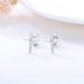 wholesale Rose Gold Diamond Cross Stud Earrings - Religious s for Women and Girls-0-6