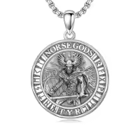 TOUPOP 925 Sterling Silver Zircon Norse Viking Necklace For Men Gifts-style_name:D02-Viking Tyr