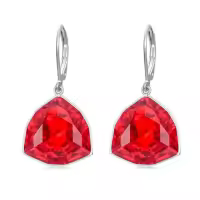 TOUPOP Sterling Silver Birthstone Geometric Drop Earrings For Women-color_name:07-Jul-Ruby