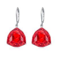 wholesale TOUPOP Leverback Earrings For Women Sterling Silver Simple Geometric Birthstone Dangle Drop Earrings Jewelry Christmas Valentine Mothers Day Birthday Gifts For Women Her Wife -color_name:07-Jul-Ruby