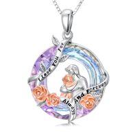 wholesale TOUPOP 925 Sterling Silver Daughter Heart Pendant Necklace From Dad I Love You Forever Jewelry Gifts For Daughter Dad Christmas Birthday Present Ideas -style_name:I Love You Forever For Alaways And Forever