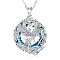 TOUPOP Sterling Silver Crystal Phoenix Pendant Necklace for Women-color_name:Blue-b