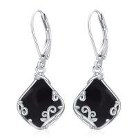 wholesale Filigree Teardrop Earrings 925 Sterling Silver Gemstone Leverback Earrings Jewelry Birthday Christmas Gifts For Women -color_name:A-Black Onyx