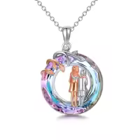 TOUPOP Sterling Silver Sister Pendant Necklace, Best Friends Jewelry Gift-style_name:Big sister Little sister