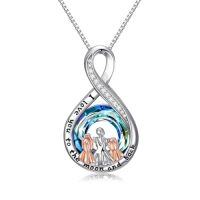 wholesale TOUPOP Gifts For Mom Mother Daughter Son Necklace Sterling Silver Family Pendant Jewelry For Women I Love You To The Moon And Back Birthday Gifts For Her -style_name:1-Mother and 2 Daughter