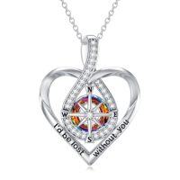 wholesale TOUPOP Christmas Gifts For Wife Compass Necklace Sterling Silver Compass Urn Necklace Cremation Jewelry For Women Wife Girlfriend Mother Sister -style_name:D03-Volcanic color