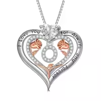 TOUPOP Sterling Silver & Rose A-Z Initial Pendant Necklace-style_name:Letter O