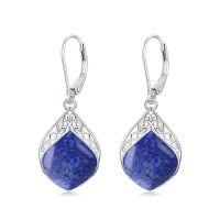 wholesale TOUPOP Teardrop Earrings Sterling Silver Celtic Knot Leverback Earrings Gemstone Irish Jewelry Anniversary Birthstone Earrings Birthday Christmas Xmas Gifts For Women -color_name:Lapis Lazuli