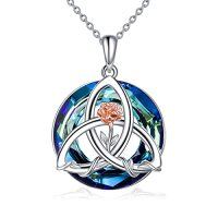 wholesale TOUPOP Birth Flower Necklace 925 Sterling Silver Celtic Knot Necklace 12 Birth Month Necklaces For Women Celtic Jewelry Irish Gifts For Women Girls Birthday Christmas -style_name:Crystal-Marigold