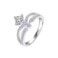 TOUPOP 10k/14k/18k Sterling Silver Moissanite Personalized Engagement Ring-style_name:C-Crown Moissanite Rings