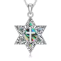 TOUPOP Sterling Silver Tree Of Life Protection Amulet Pendant Necklace-style_name:2-Cross