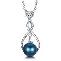 wholesale Black Pearl Infinity Necklace Sterling Silver Black Freshwater Peartl A-z Initial Pendant Necklace Infinity Letter Jewelry Christmas Birthday Gifts For Women Her Mom -style_name:Letter L