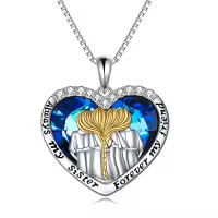 TOUPOP 925 Sterling Silver Crystal Sister Necklace Gift For 2/3/4/5 Sisters-color_name:4 Sisters Crystal necklace