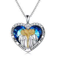 wholesale TOUPOP 925 Sterling Silver Sister Necklace - Birthday Gift For Sisters, Mom, Daughter - Always My Sister Forever My Friend Crystal Necklace For 2/3/4/5 Sisters -color_name:4 Sisters Crystal necklace