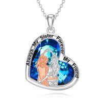wholesale TOUPOP Brother Sister Necklace Sterling Silver Heart Crystal Gifts From Brother Always My Sisters Forever My Friend Jewelry Gifts For Birthday -style_name:9-Gift For Sister